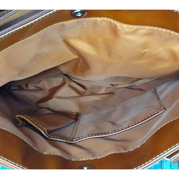 Giani Bernini Large Purse Tote Laptop Shoulder Bag Purse In Glazed Vegan Leather - Picture 7 of 9